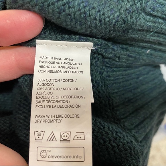 Izod Mens XL sweater pullover acrylic 3 button classic green blue speckled - Picture 6 of 8